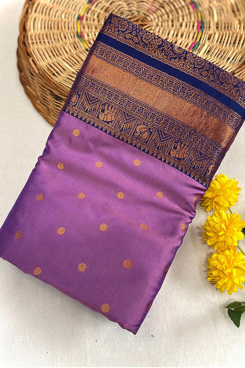 VastraLakshmi Tempting Lavender Soft Banarasi Silk Saree With Staggering Blouse Piece