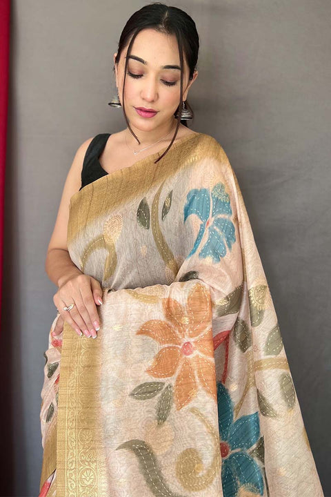 VastraLakshmi Imbrication Mustard Soft Banarasi Silk Saree With Eloquence Blouse Piece