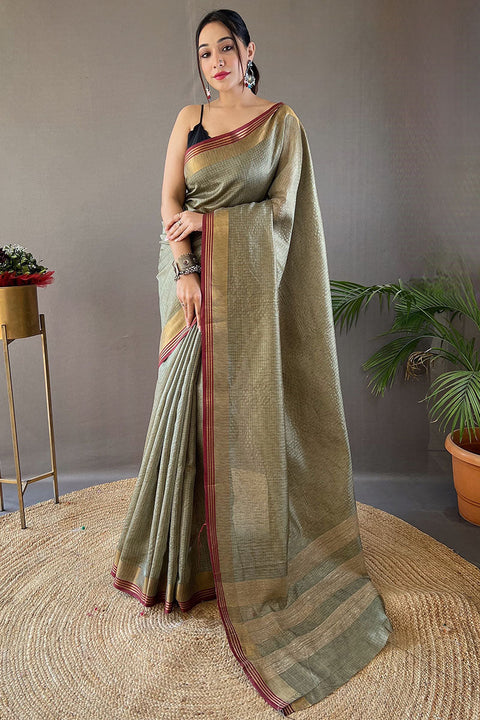 VastraLakshmi Inspiring Green Soft Banarasi Silk Saree With Opulent Blouse Piece