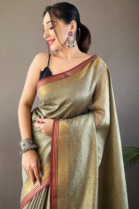 VastraLakshmi Inspiring Green Soft Banarasi Silk Saree With Opulent Blouse Piece