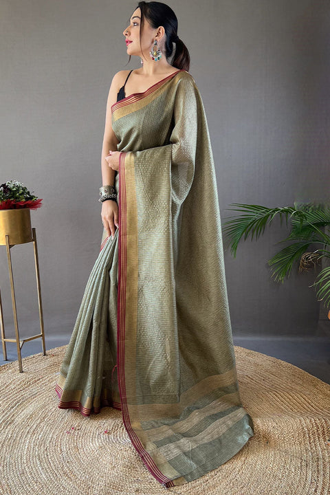 VastraLakshmi Inspiring Green Soft Banarasi Silk Saree With Opulent Blouse Piece