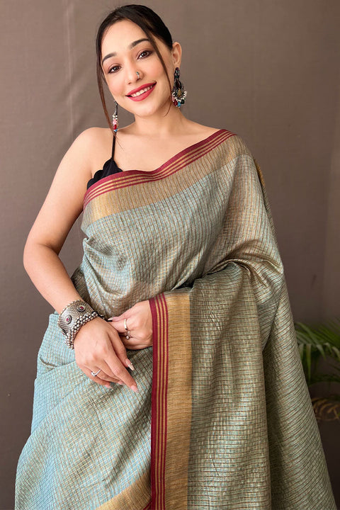 VastraLakshmi Stylish Teal Green Soft Banarasi Silk Saree With Gratifying Blouse Piece