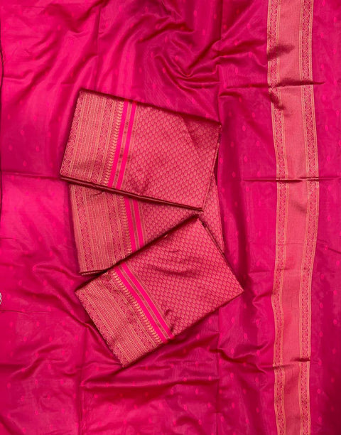 VastraLakshmi Imaginative Dark Pink Soft Silk Saree With Zephyr Blouse Piece